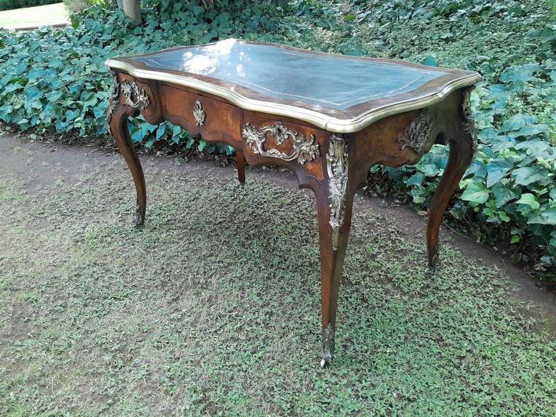 A 19TH Century French Walnut and Ormolu Mounted Desk/Writing Table/Plat with Tilt Tooled Leather ...