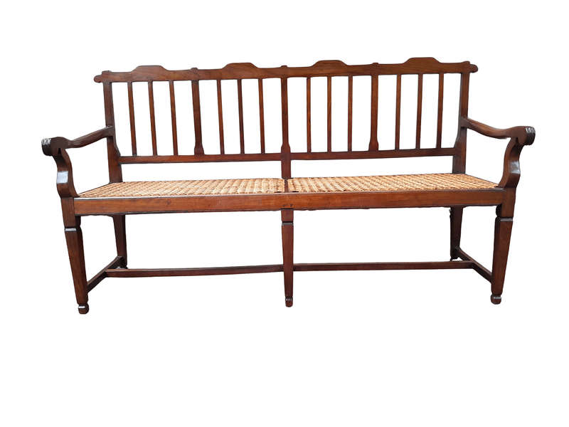 A 19th Century Cape Stinkwood Neo Classical Bench with Rattan Seat
