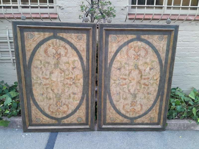 A 20th Century Pair of Painted Wooden Panels