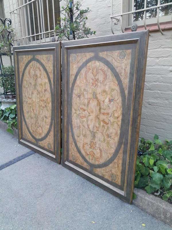 A 20th Century Pair of Painted Wooden Panels
