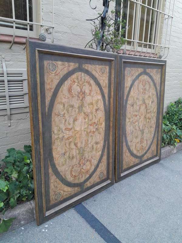 A 20th Century Pair of Painted Wooden Panels