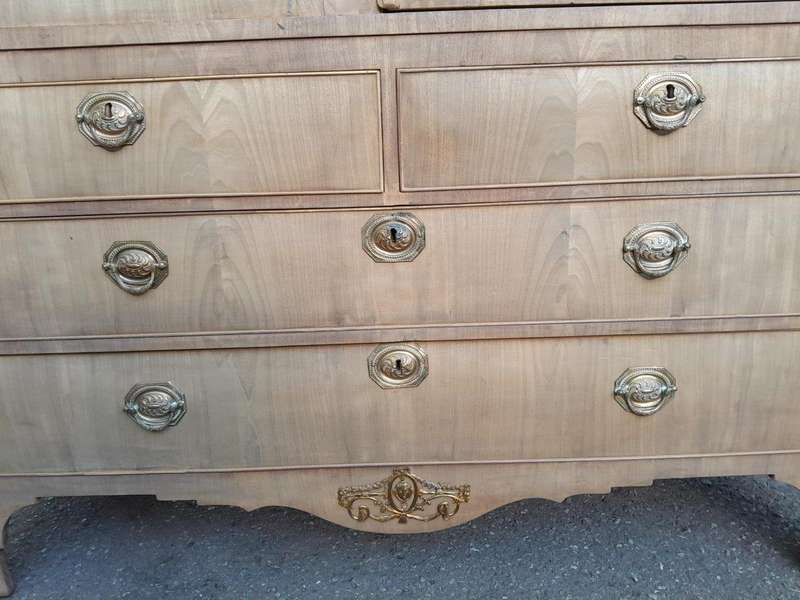 An 18th / 19th Century Dutch Mahogany Linen Press with Brass Handles  and Escutcheons In A Conte...