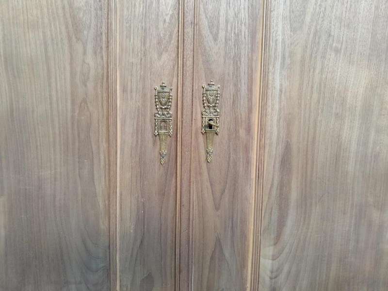 An 18th / 19th Century Dutch Mahogany Linen Press with Brass Handles  and Escutcheons In A Conte...