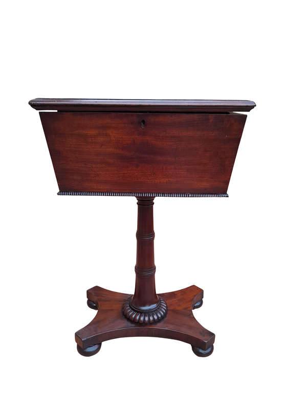 An Early 19th Century Regency Mahogany Tea Poy on Stand