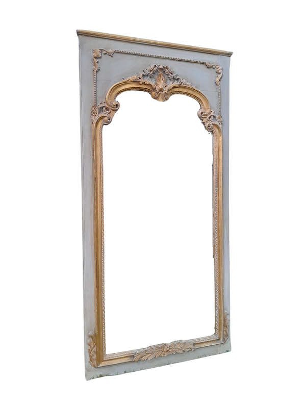 A 20TH Century French Style Carved, Gilded and Painted Mirror of Large Proportion