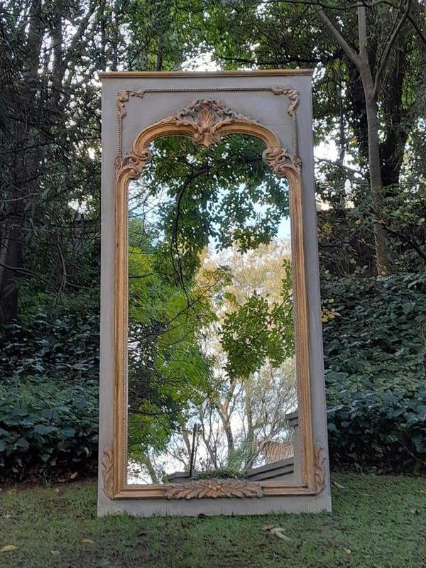 A 20TH Century French Style Carved, Gilded and Painted Mirror of Large Proportion