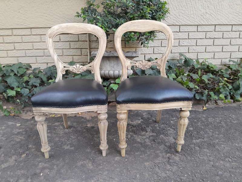 A Victorian Style Set of Ten Dining Chairs in a Contemporary Bleached Finish with Deep Buttoned L...