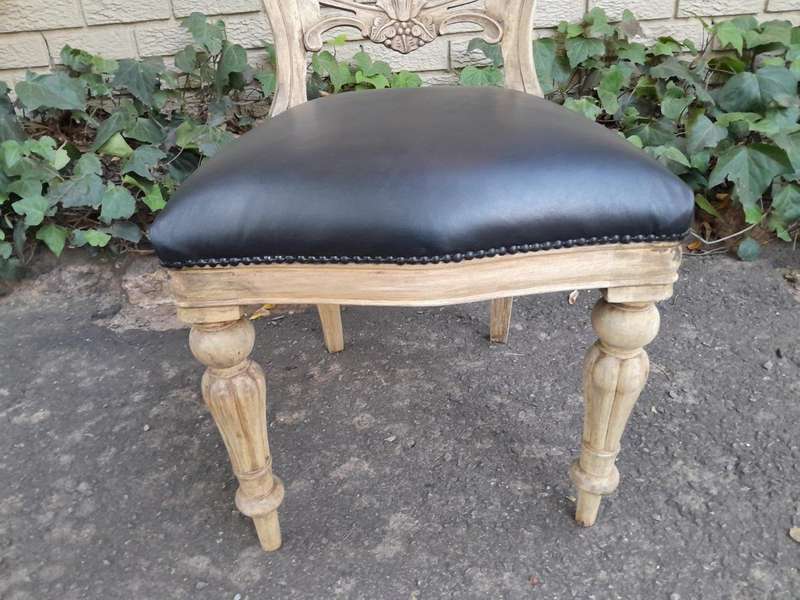 A Victorian Style Set of Ten Dining Chairs in a Contemporary Bleached Finish with Deep Buttoned L...