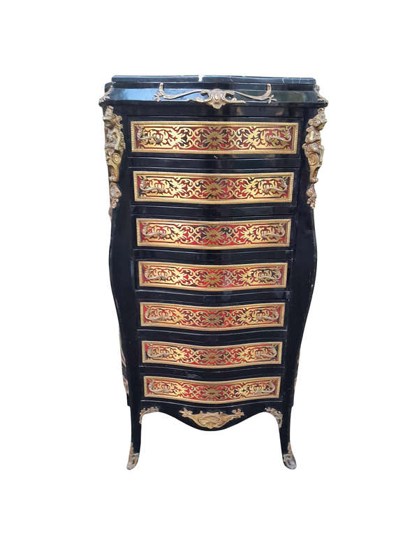 A 20th Century French Napoleon III Style Boulle Marquetry Tallboy Chest of Drawers
