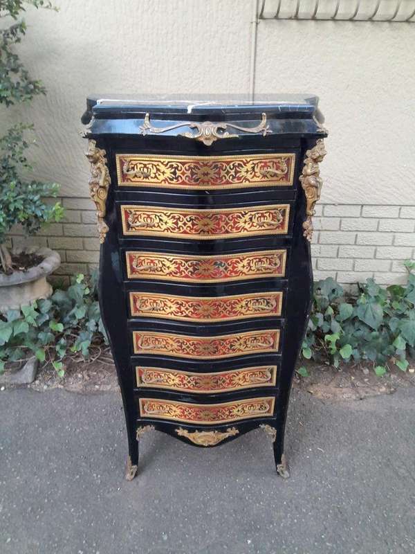 A 20th Century French Napoleon III Style Boulle Marquetry Tallboy Chest of Drawers