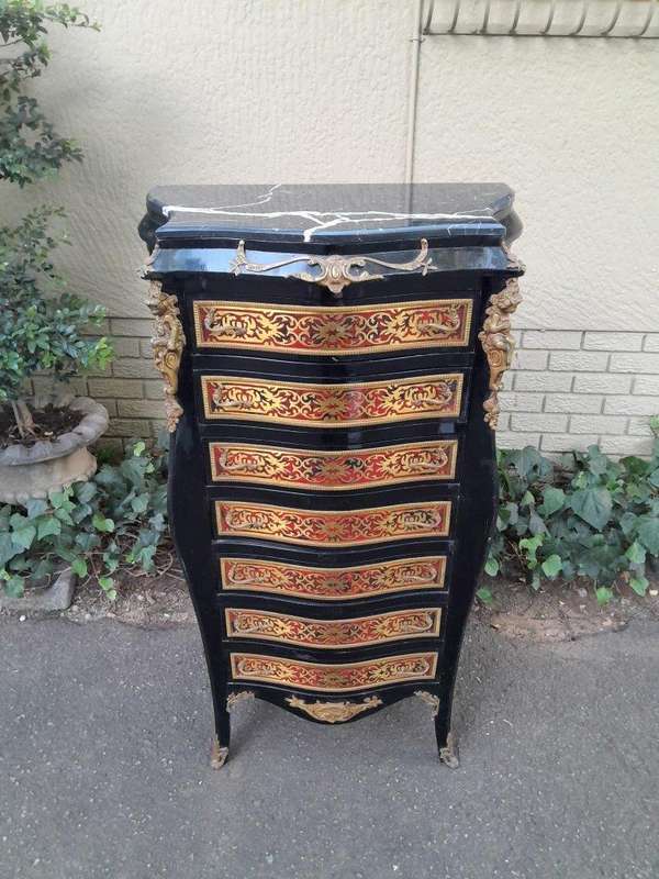 A 20th Century French Napoleon III Style Boulle Marquetry Tallboy Chest of Drawers