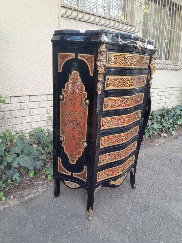 A 20th Century French Napoleon III Style Boulle Marquetry Tallboy Chest of Drawers