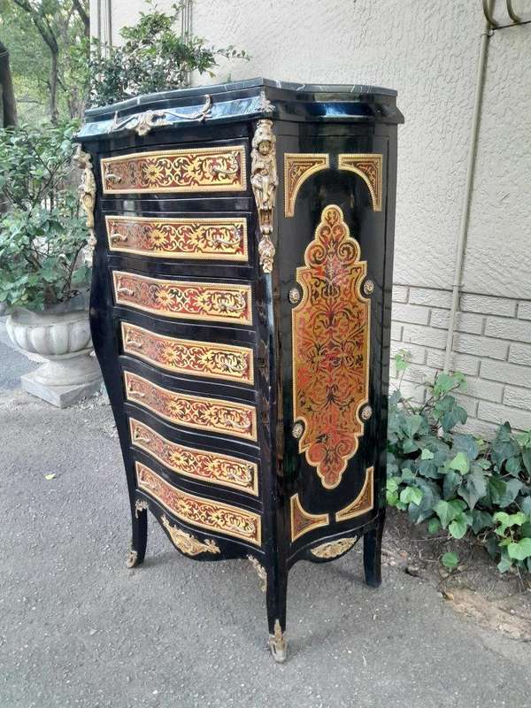 A 20th Century French Napoleon III Style Boulle Marquetry Tallboy Chest of Drawers