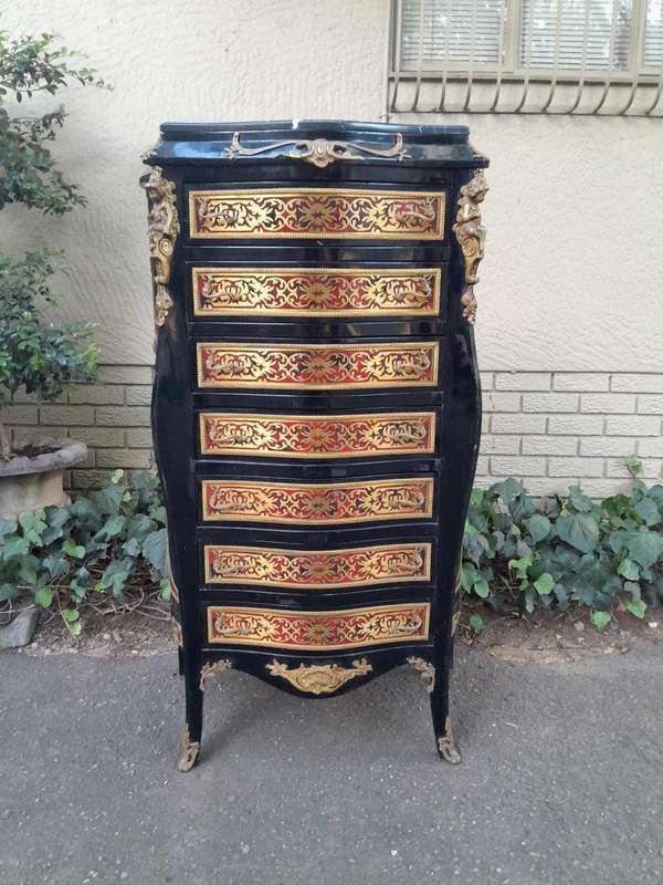 A 20th Century French Napoleon III Style Boulle Marquetry Tallboy Chest of Drawers
