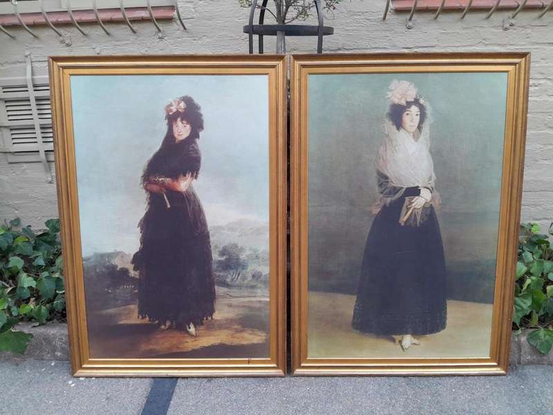 A 20TH Century Pair of Giclee Prints of a Countess and Marchioness of Large Proportions in Gilded...