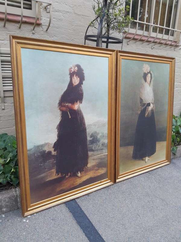 A 20TH Century Pair of Giclee Prints of a Countess and Marchioness of Large Proportions in Gilded...