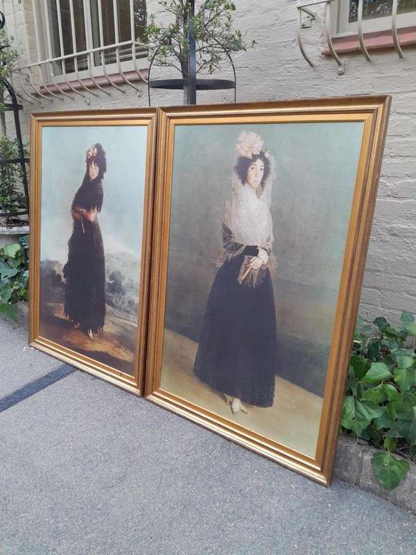 A 20TH Century Pair of Giclee Prints of a Countess and Marchioness of Large Proportions in Gilded...