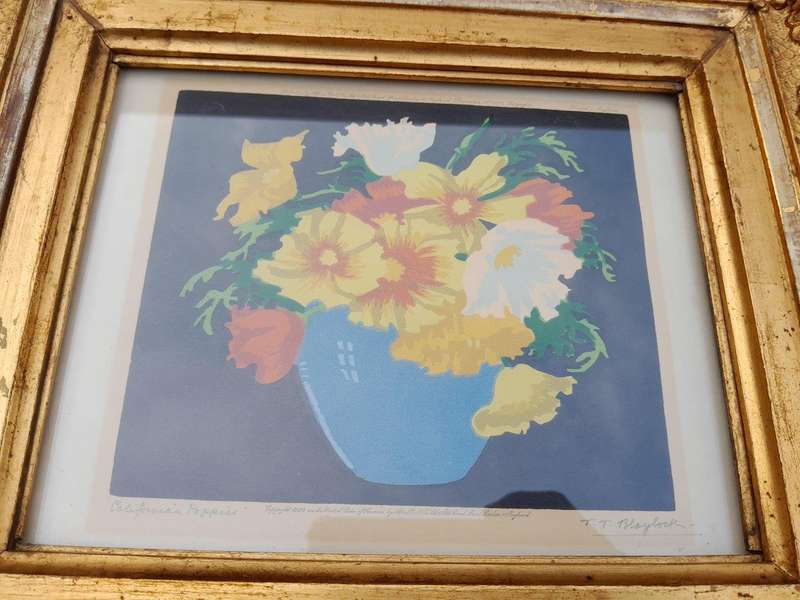 A 20TH Century California Poppies in an Ornately Carved Frame, Signed and Titled by Thomas Todd B...