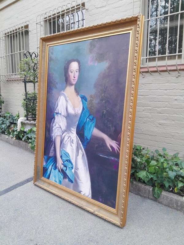 A Large 20th Century Giclee Print on Canvas of a Lady