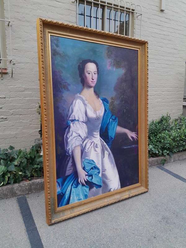 A Large 20th Century Giclee Print on Canvas of a Lady