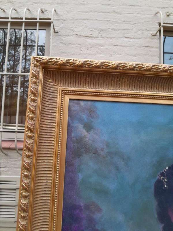 A Large 20th Century Giclee Print on Canvas of a Lady
