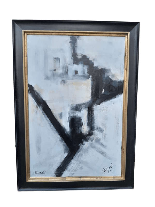 An Ornately Framed Abstract Acrylic on Canvas Signed Framed in a Handmade Frame