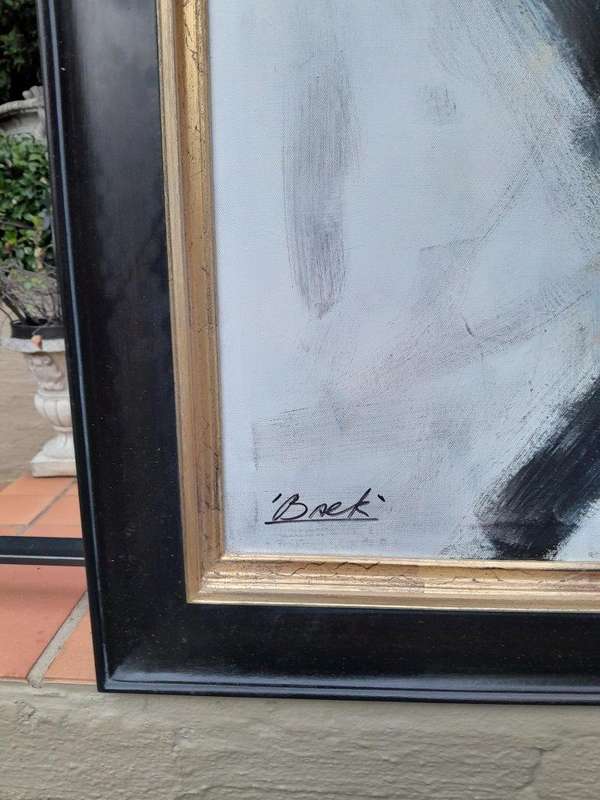 An Ornately Framed Abstract Acrylic on Canvas Signed Framed in a Handmade Frame