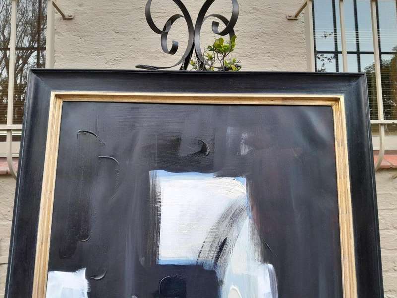 A Pair of Ornately Framed Abstracts Paintings Homage à Picasso Framed in a Handmade Frame