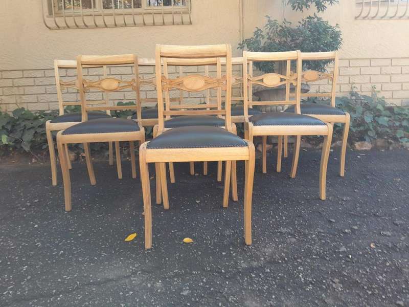 A 20th Century Set of Eight Mahogany Dining Chairs in a Contemporary Bleached Finish