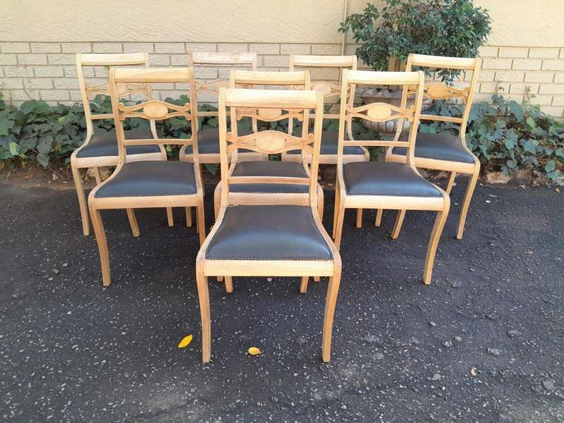 A 20th Century Set of Eight Mahogany Dining Chairs in a Contemporary Bleached Finish