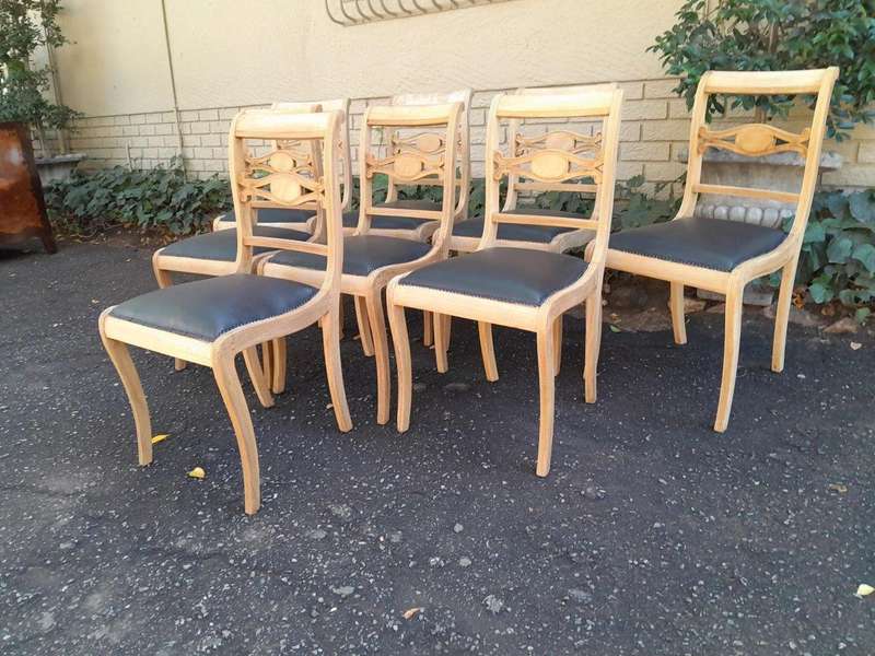 A 20th Century Set of Eight Mahogany Dining Chairs in a Contemporary Bleached Finish
