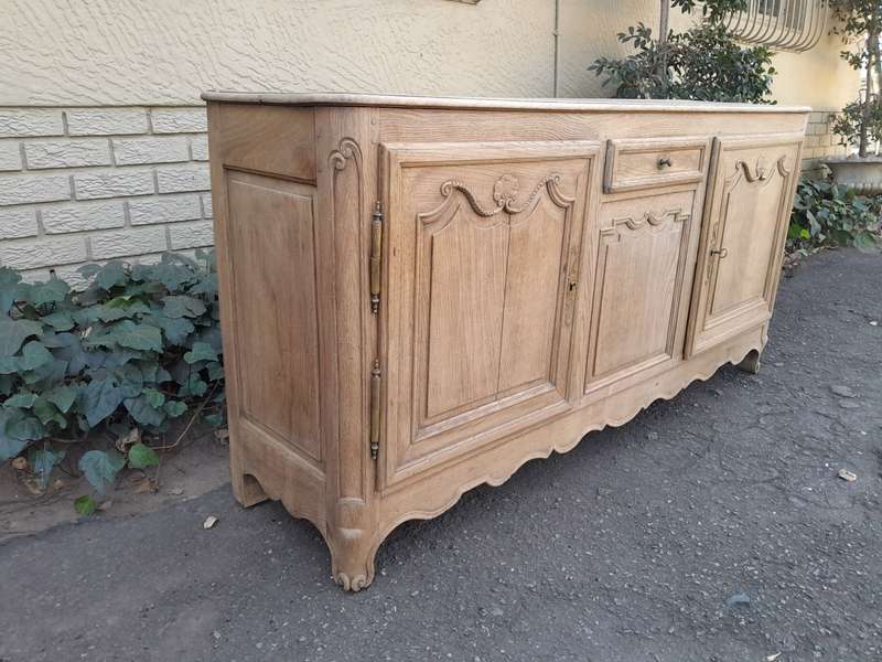 A 19th Century  Circa 1870 Carved Oak Side Board / Server With Drawer and Doors with Brass Mount...