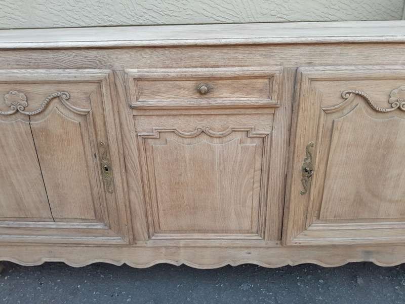 A 19th Century  Circa 1870 Carved Oak Side Board / Server With Drawer and Doors with Brass Mount...