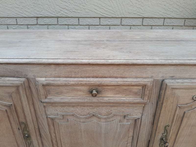 A 19th Century  Circa 1870 Carved Oak Side Board / Server With Drawer and Doors with Brass Mount...