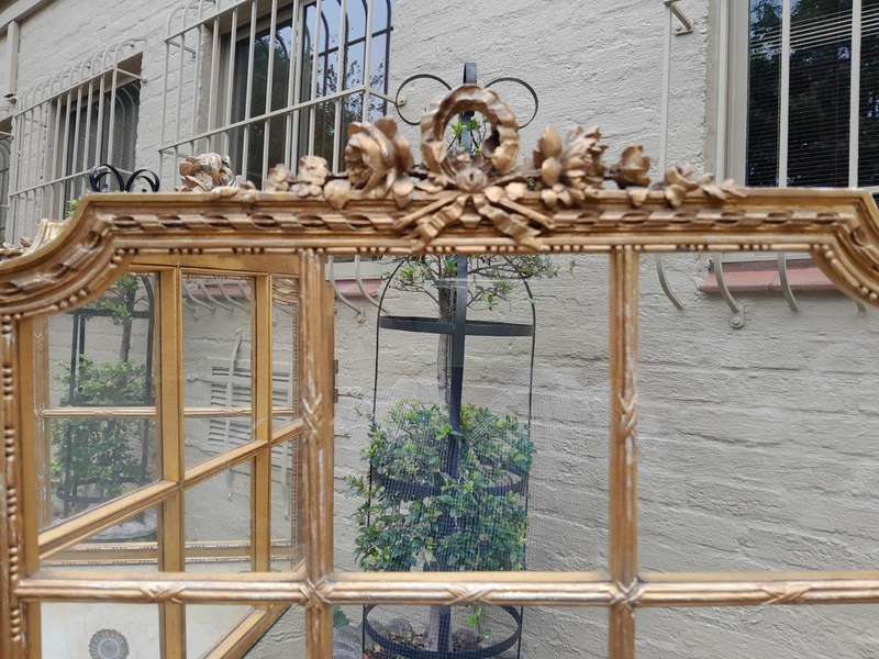 A Late 19th/Early 20TH Century French Carved Wooden Gilt Three Panel Screen With Mirrored Top Panels