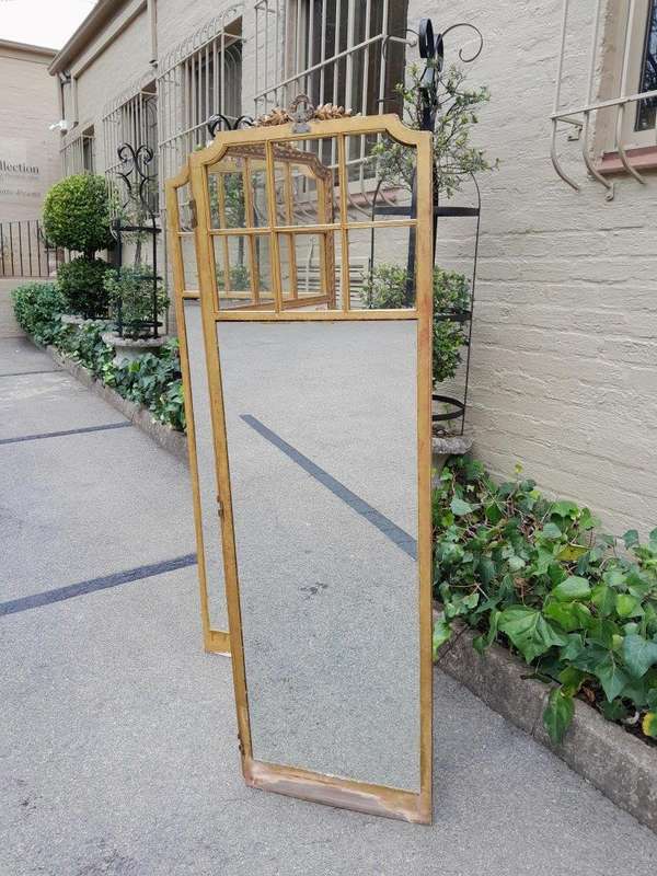 A Late 19th/Early 20TH Century French Carved Wooden Gilt Three Panel Screen With Mirrored Top Panels