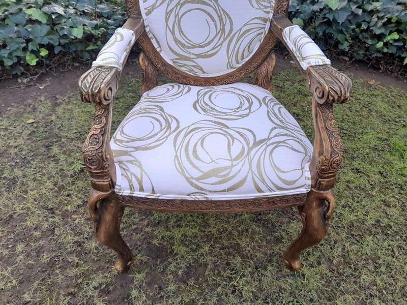 A Pair of 20th Century Style Gilt Arm Chairs
