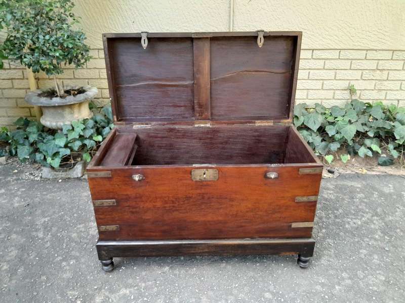 A 19th Century Circa 1800 Regency Mahogany Chest on Stand  with Four Bun Feet and Brass-mounts