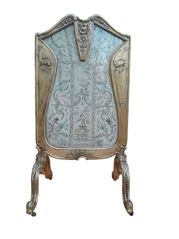 An Antique Circa 1900 French Gilt Screen with Original Castors