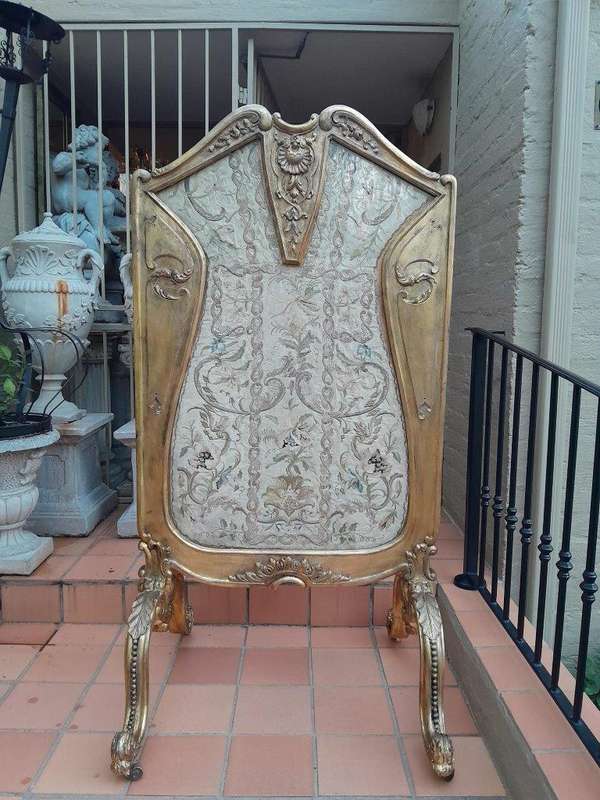 An Antique Circa 1900 French Gilt Screen with Original Castors