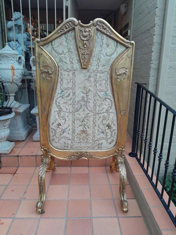 An Antique Circa 1900 French Gilt Screen with Original Castors