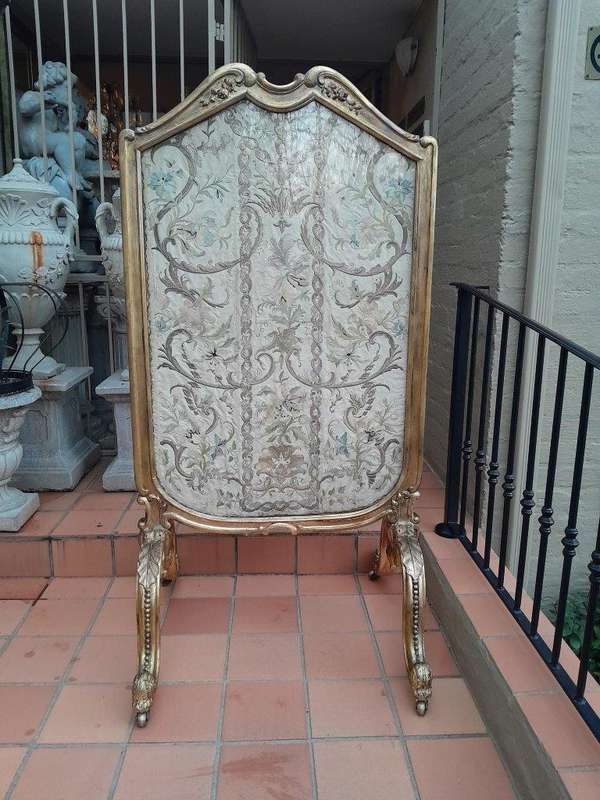 An Antique Circa 1900 French Gilt Screen with Original Castors