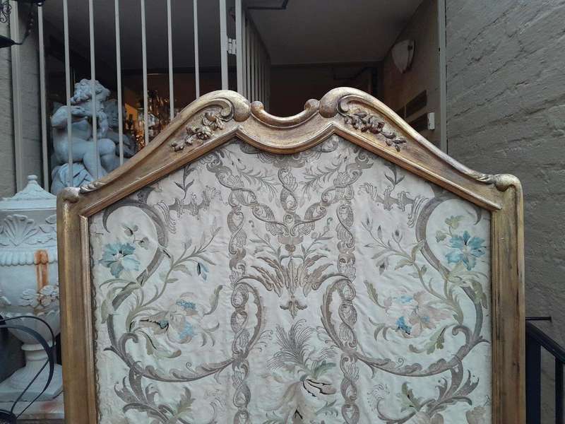 An Antique Circa 1900 French Gilt Screen with Original Castors