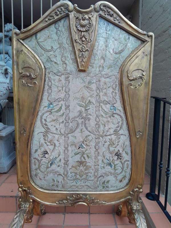 An Antique Circa 1900 French Gilt Screen with Original Castors