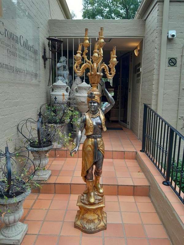 A 20th Century Decorative Gilt Blackamoor Candelabra of Large Proportion