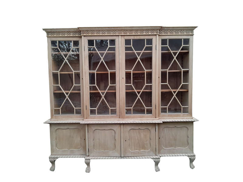 An Early 20th Century Mahogany Breakfront Bookcase in a Contemporary Bleached / Natural Finish