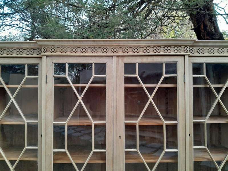 An Early 20th Century Mahogany Breakfront Bookcase in a Contemporary Bleached / Natural Finish