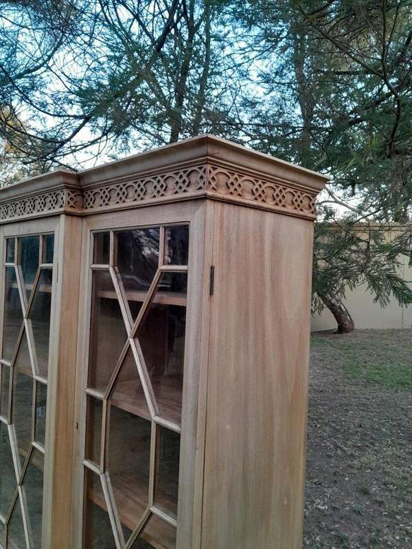 An Early 20th Century Mahogany Breakfront Bookcase in a Contemporary Bleached / Natural Finish