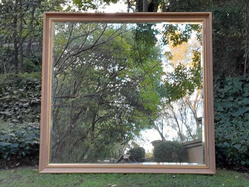 A 20th Century Massive Gilt Wood and Bevelled Mirror