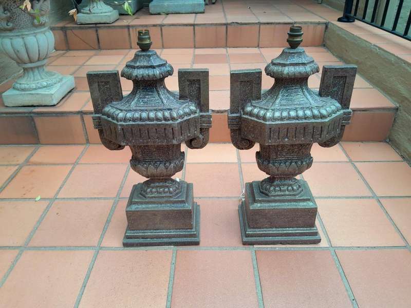 A 20th Century Pair  of Carved Stone Lamps